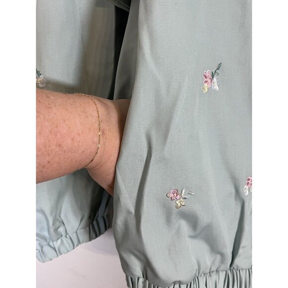 Retro Floral Embroidered Jacket M Green Preppy Retro Pastel 90s Casual Cottage - Picture 7 of 12